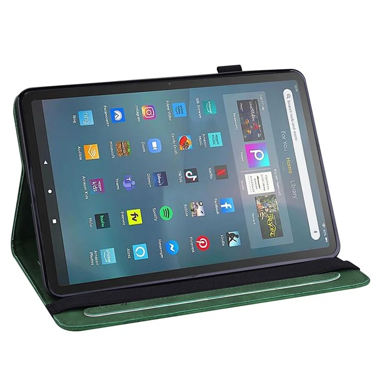 Para Amazon Fire Max 11 PU Leather Wallet Tablet Case Imprinted Butterfly Stand Tablet Cover - Verde