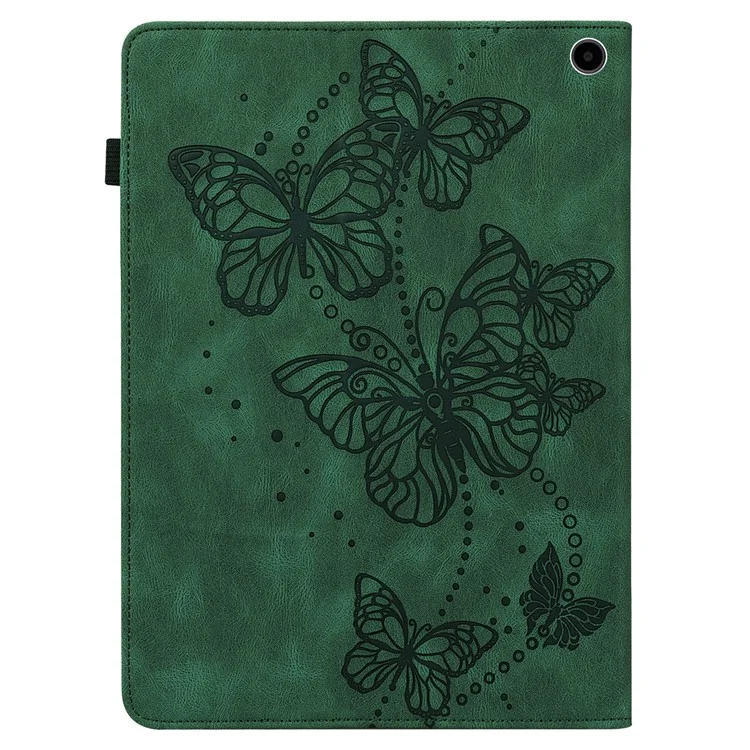 Para Amazon Fire Max 11 PU Leather Wallet Tablet Case Imprinted Butterfly Stand Tablet Cover - Verde