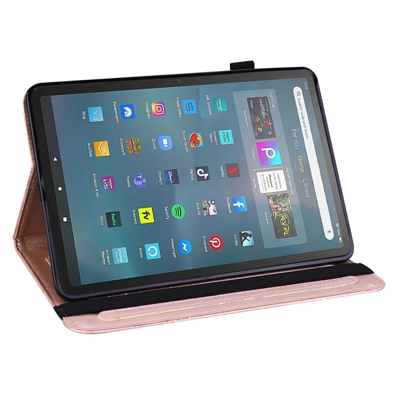For Amazon Fire Max 11 PU Leather Wallet Tablet Case Imprinted Butterfly Stand Tablet Cover - Rose Gold