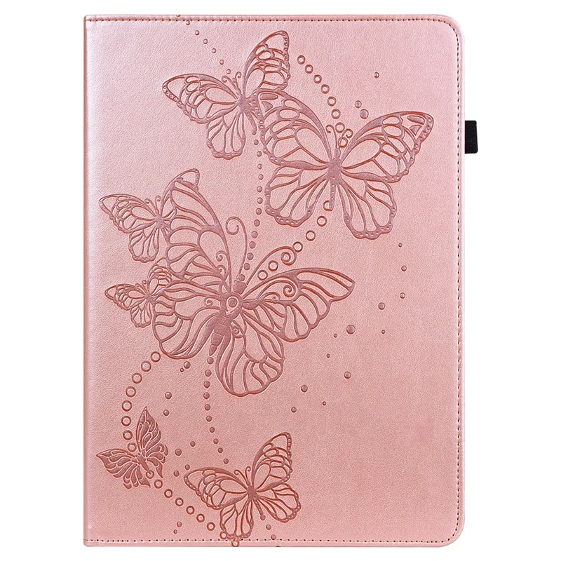 For Amazon Fire Max 11 PU Leather Wallet Tablet Case Imprinted Butterfly Stand Tablet Cover - Rose Gold