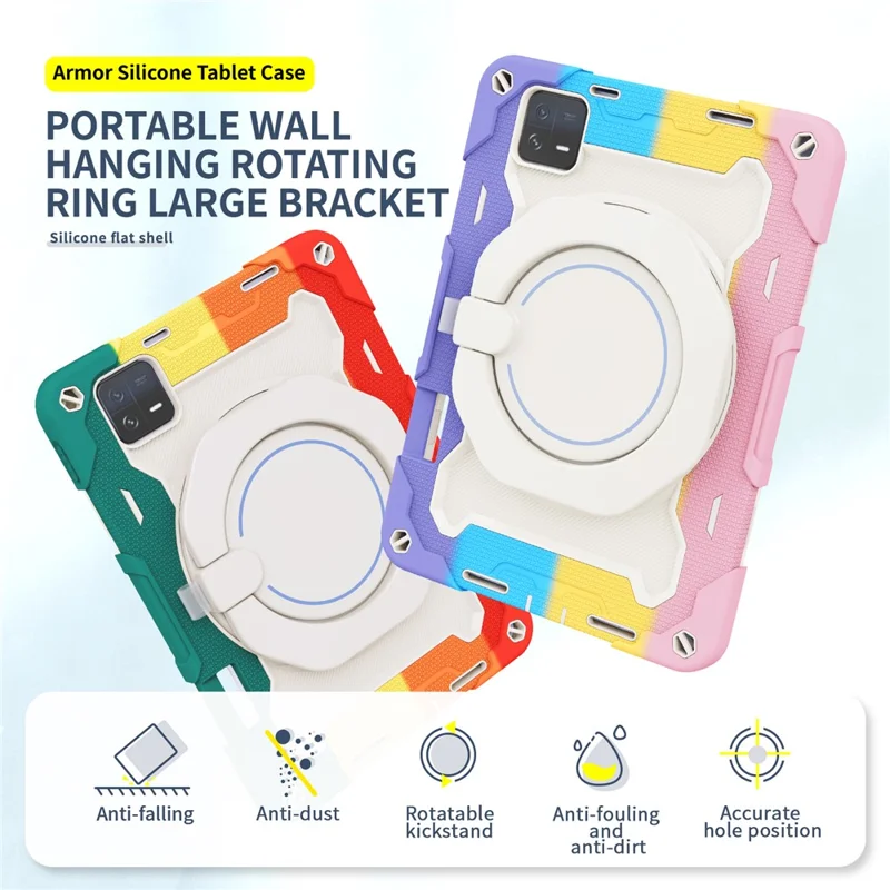 For Xiaomi Pad 6 PC + Silicone Protective Cover 360-degree Rotary Kickstand Drop-proof Tablet Case - Navy Blue