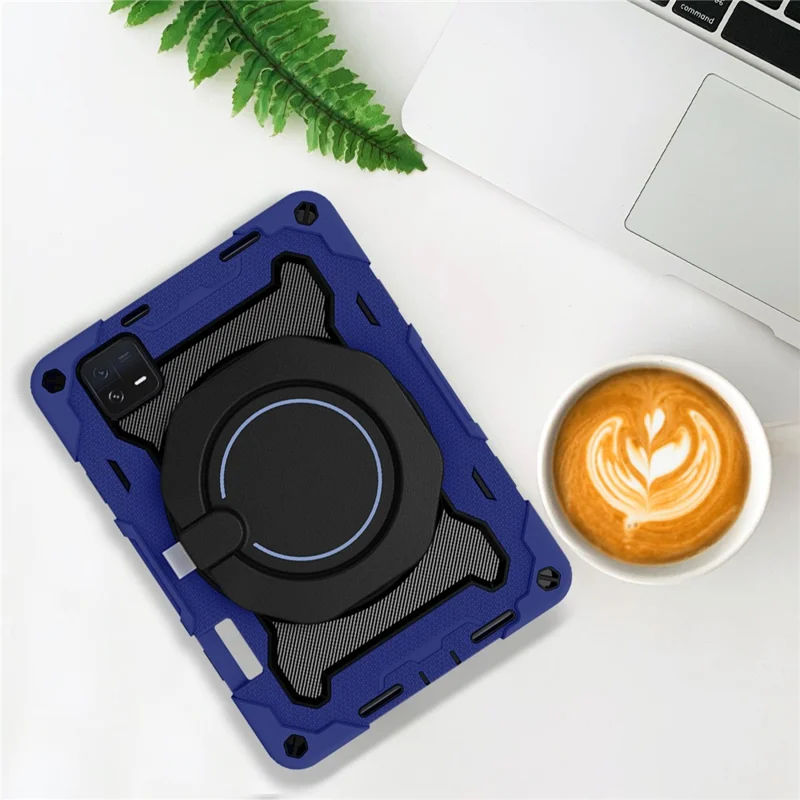 For Xiaomi Pad 6 PC + Silicone Protective Cover 360-degree Rotary Kickstand Drop-proof Tablet Case - Navy Blue