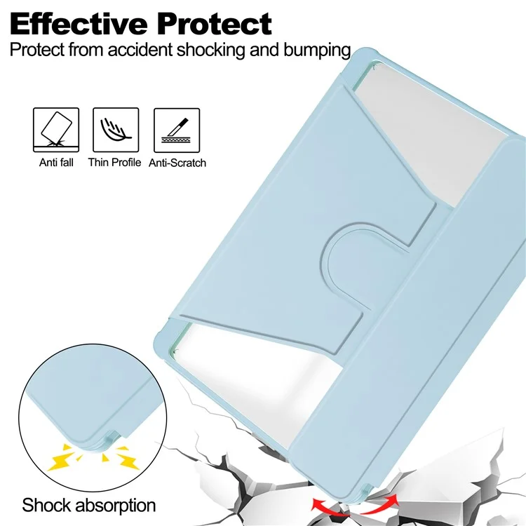 Tablet Case with Wireless Keyboard for Samsung Galaxy Tab S9+ , 360-Degree Rotating Stand PU Leather+Acrylic Cover - Sky Blue