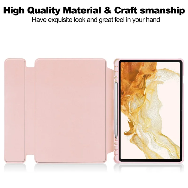 Tablet Case with Wireless Keyboard for Samsung Galaxy Tab S9+ , 360-Degree Rotating Stand PU Leather+Acrylic Cover - Pink