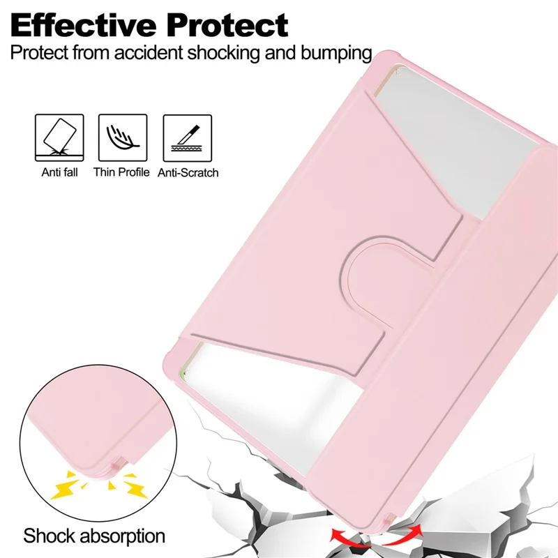 Tablet Case with Wireless Keyboard for Samsung Galaxy Tab S9+ , 360-Degree Rotating Stand PU Leather+Acrylic Cover - Pink
