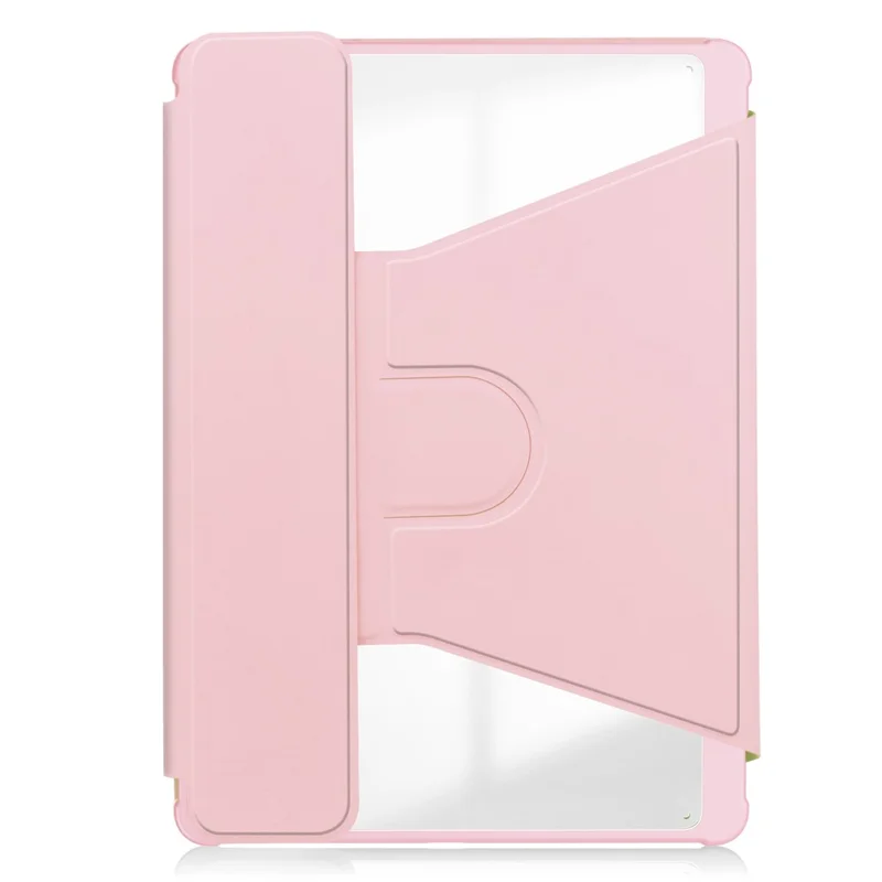 Tablet Case with Wireless Keyboard for Samsung Galaxy Tab S9+ , 360-Degree Rotating Stand PU Leather+Acrylic Cover - Pink