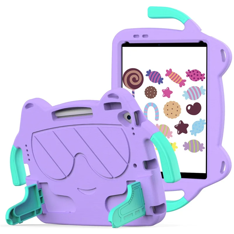 cas de tablette pour ipad 10.2 (2021) / (2020) / (2019) / ipad air 10,5 pouces (2019) / pro 10,5 pouces (2017) eva + pc kickstand cover - purple léger + green à la menthe