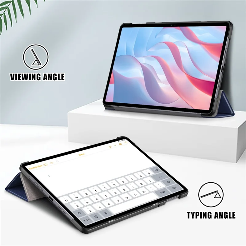 Trifold ställskydd för Honor Pad X9 / Pad X8 Pro, enhetligt färgat tablethölse i PU-läder - mörkblått