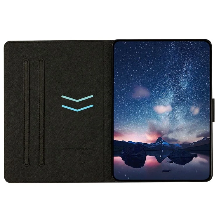 For Amazon Fire Max 11 Smart Tablet Case PU Leather Pattern Printing Stand Cover with Card Holder - Black Crocodile Pattern