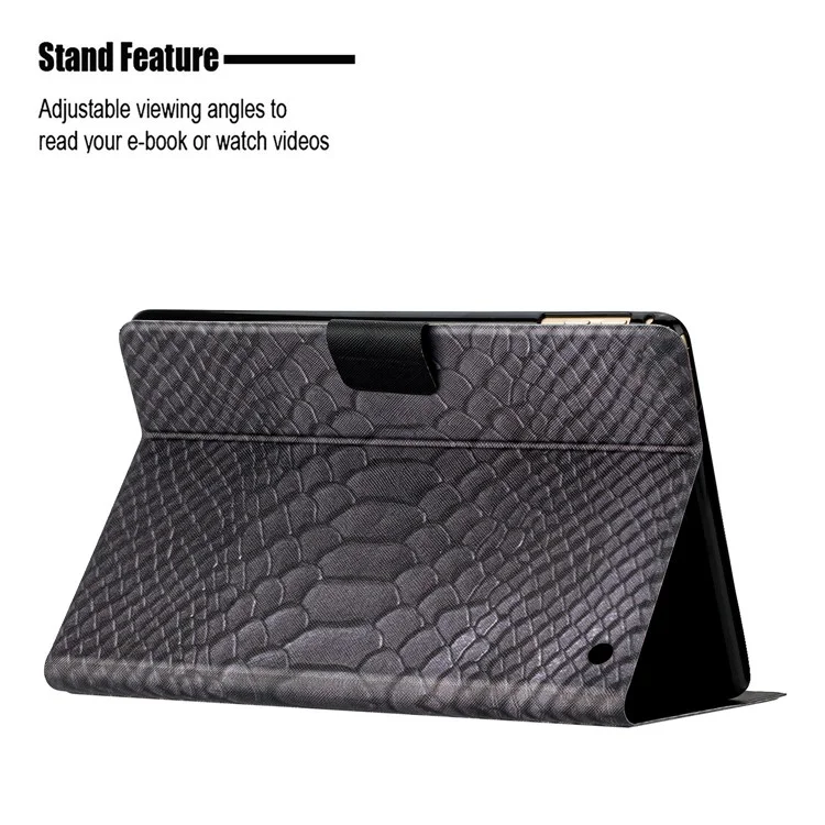For Amazon Fire Max 11 Smart Tablet Case PU Leather Pattern Printing Stand Cover with Card Holder - Black Crocodile Pattern