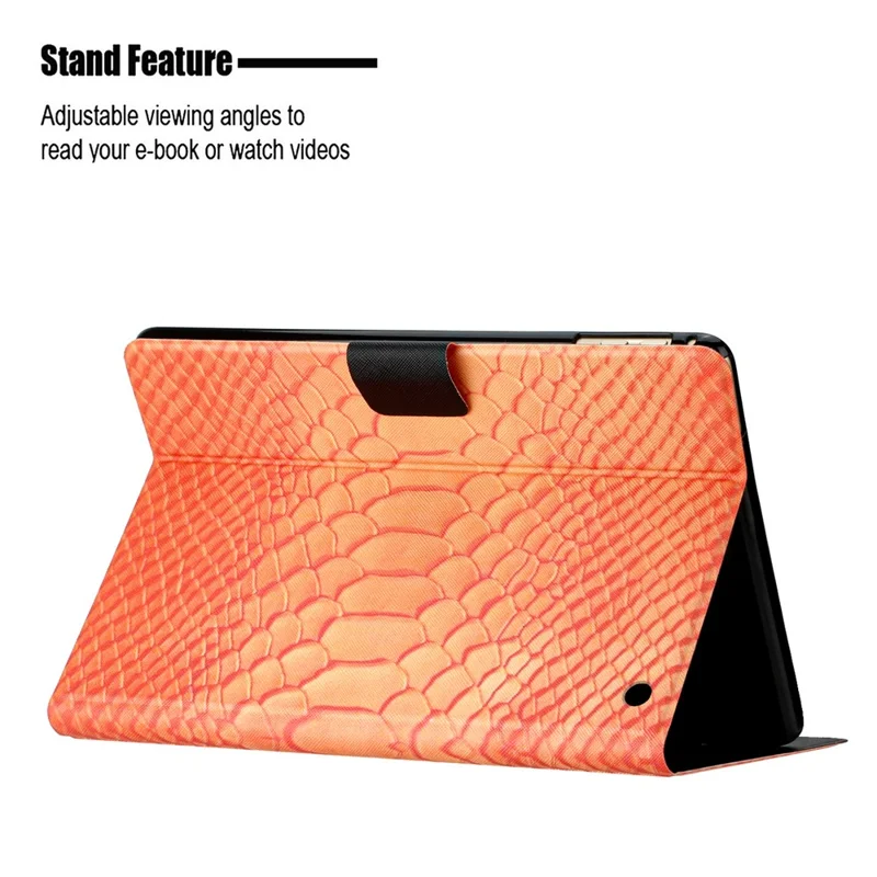 For Amazon Fire Max 11 Smart Tablet Case PU Leather Pattern Printing Stand Cover with Card Holder - Orange Crocodile Pattern