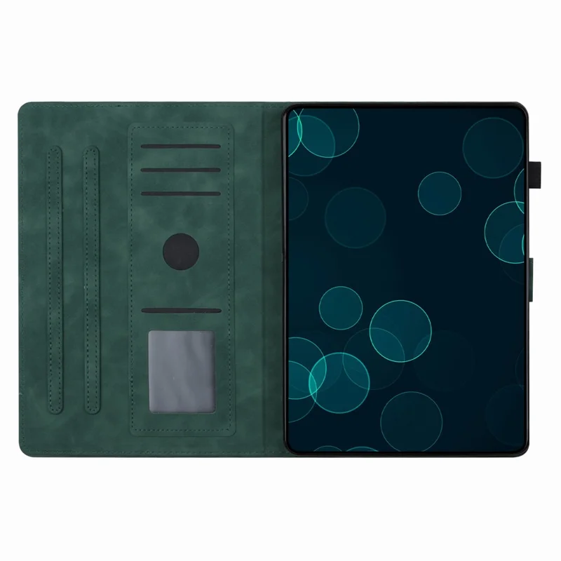 For Amazon Fire Max 11 PU Leather Tablet Case Imprinted Butterfly Auto Sleep / Wake Cover with Card Holder - Green