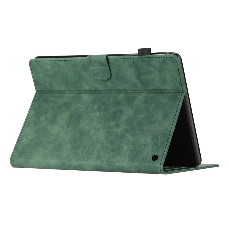 For Amazon Fire Max 11 PU Leather Tablet Case Imprinted Butterfly Auto Sleep / Wake Cover with Card Holder - Green