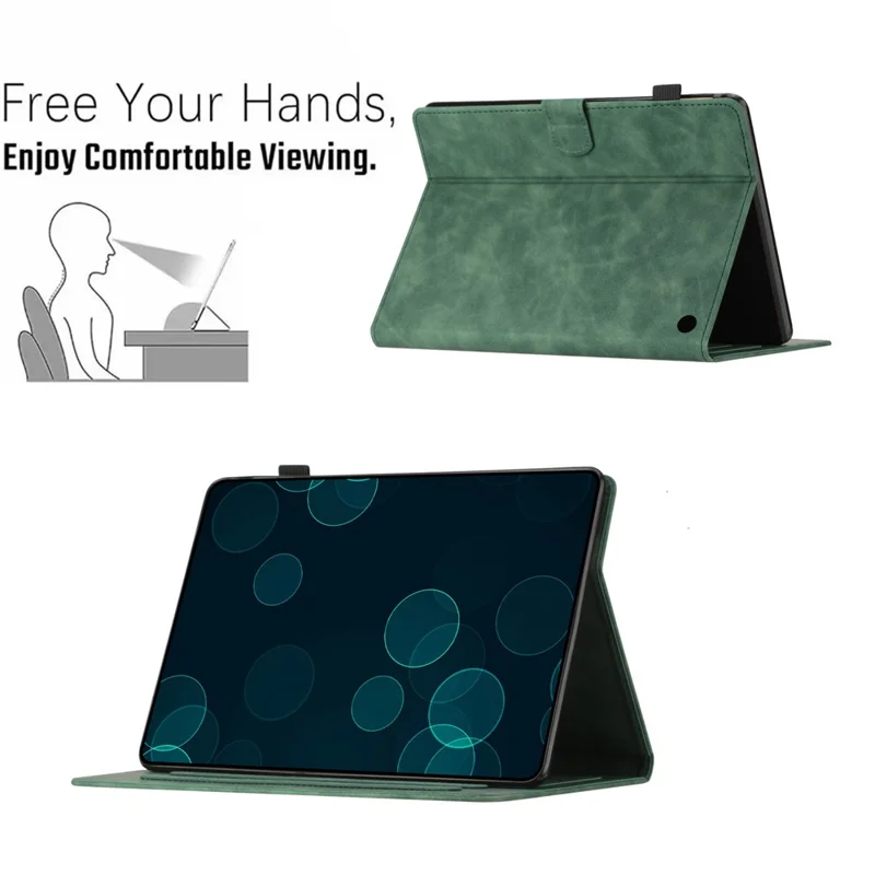 For Amazon Fire Max 11 PU Leather Tablet Case Imprinted Butterfly Auto Sleep / Wake Cover with Card Holder - Green