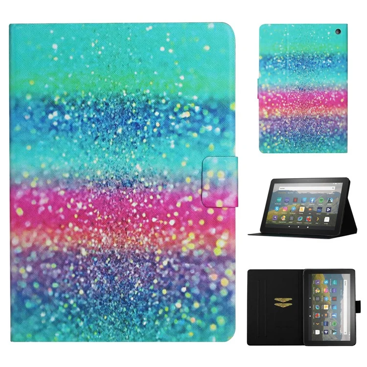 Para Amazon Fire Max 11 PU Leather Stand Cover Pattern Printing Auto Wake / Sleep Tablet Case with Card Holder - Colored Sand