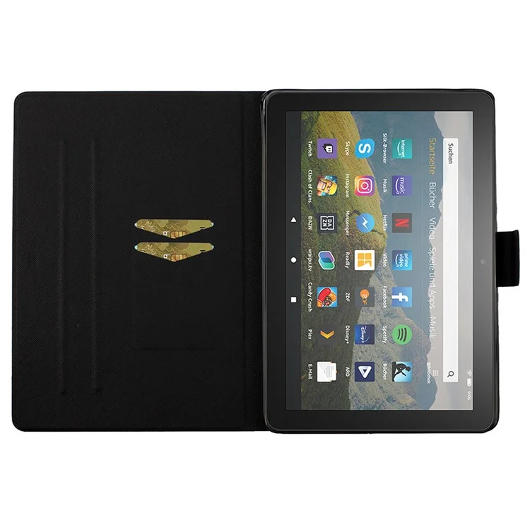 Para Amazon Fire Max 11 PU Leather Stand Cover Pattern Printing Auto Wake / Sleep Tablet Case with Card Holder - Colored Sand