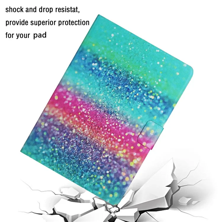 Para Amazon Fire Max 11 PU Leather Stand Cover Pattern Printing Auto Wake / Sleep Tablet Case with Card Holder - Colored Sand