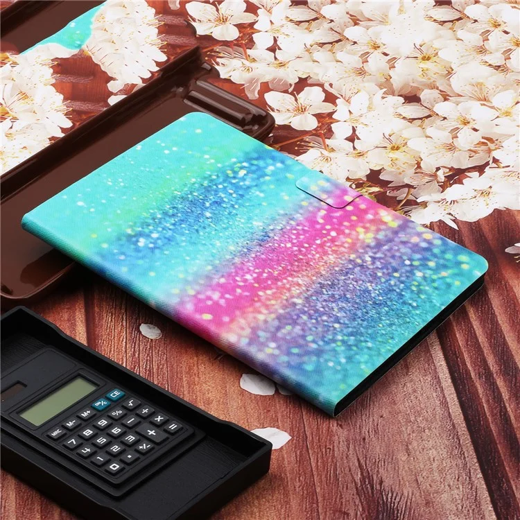 Para Amazon Fire Max 11 PU Leather Stand Cover Pattern Printing Auto Wake / Sleep Tablet Case with Card Holder - Colored Sand