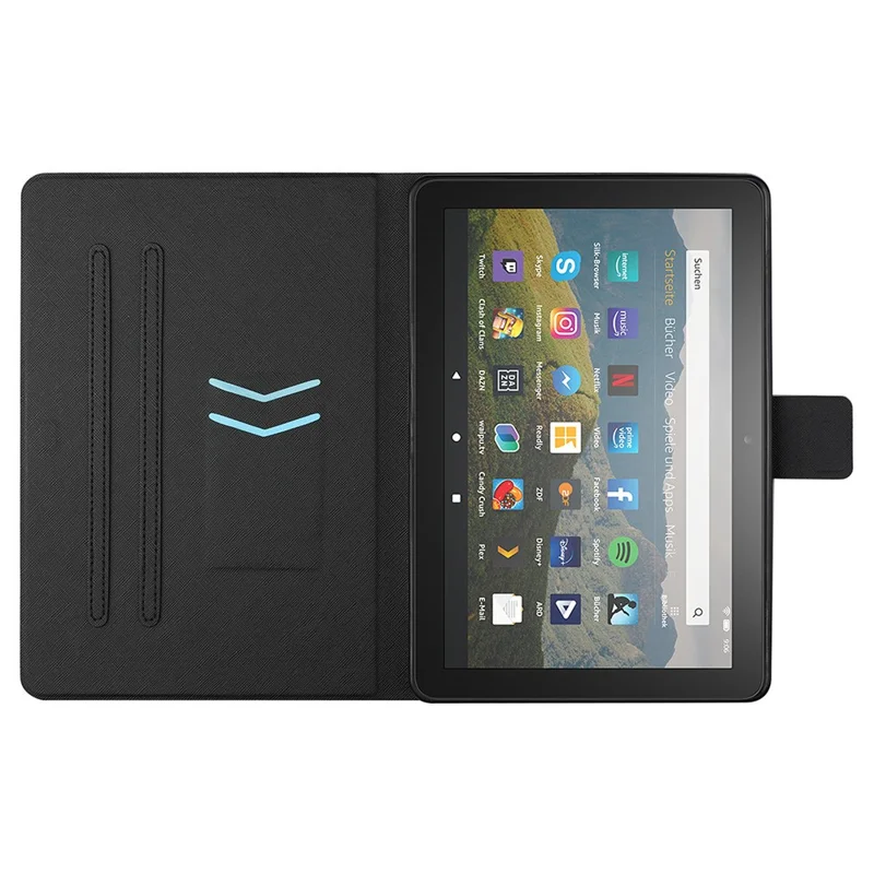 For Amazon Fire Max 11 PU Leather Stand Cover Pattern Printing Auto Wake / Sleep Tablet Case with Card Holder - Wolf