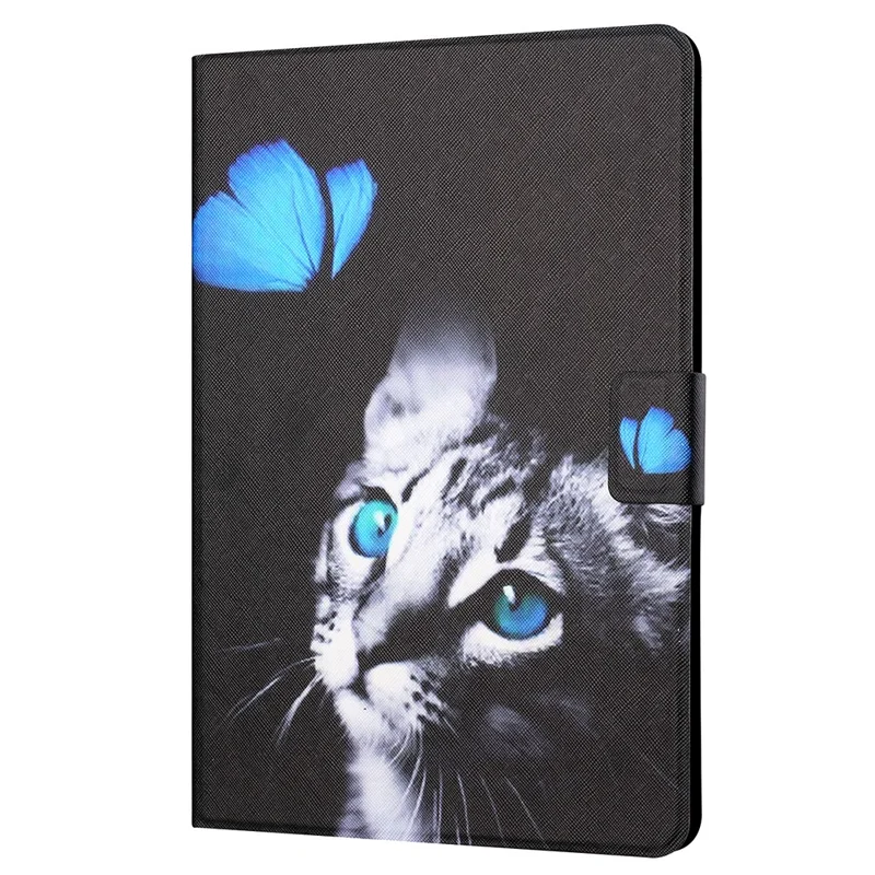 For Amazon Fire Max 11 PU Leather Stand Cover Pattern Printing Auto Wake / Sleep Tablet Case with Card Holder - Butterfly and Cat