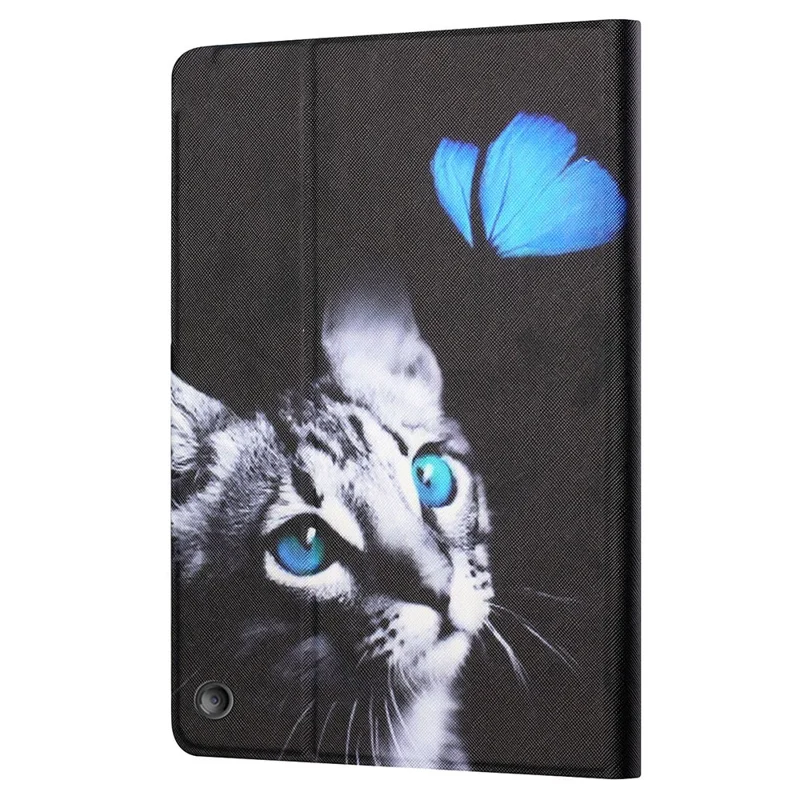 For Amazon Fire Max 11 PU Leather Stand Cover Pattern Printing Auto Wake / Sleep Tablet Case with Card Holder - Butterfly and Cat
