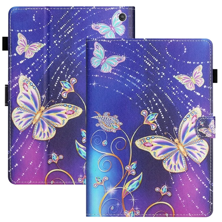 Para Amazon Fire Max 11 PU Leather Pattern Printing Case Stand Card Holder Tablet Cover with Auto Sleep / Wake - Borboleta