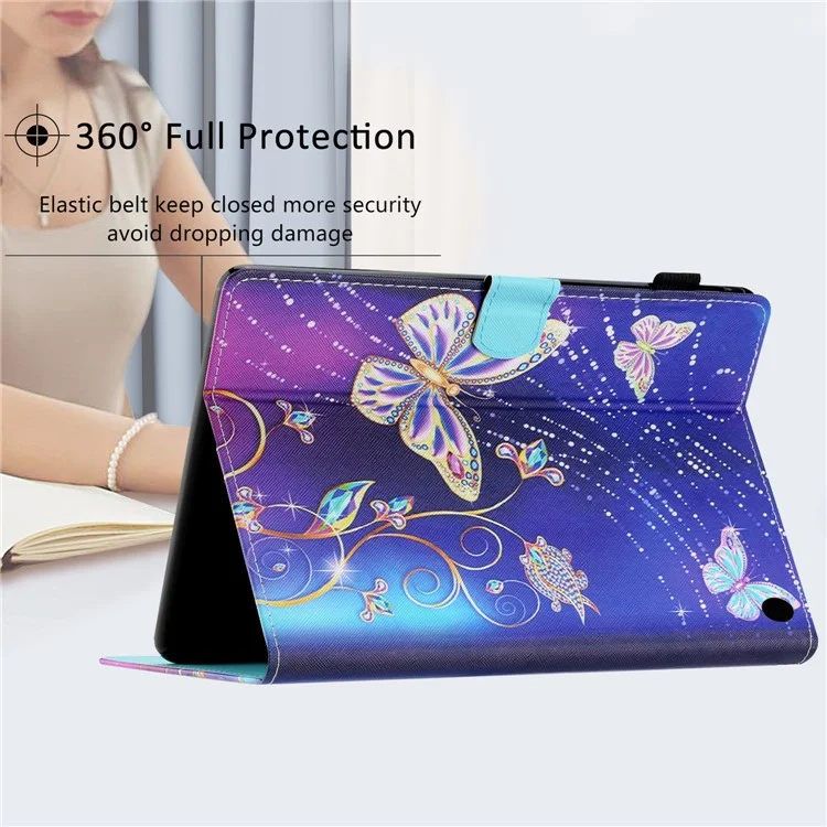 Para Amazon Fire Max 11 PU Leather Pattern Printing Case Stand Card Holder Tablet Cover with Auto Sleep / Wake - Borboleta