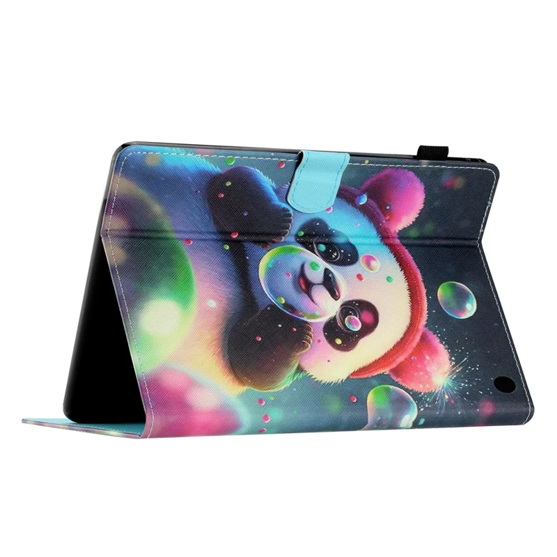 For Amazon Fire Max 11 PU Leather Pattern Printing Case Stand Card Holder Tablet Cover with Auto Sleep / Wake - Panda