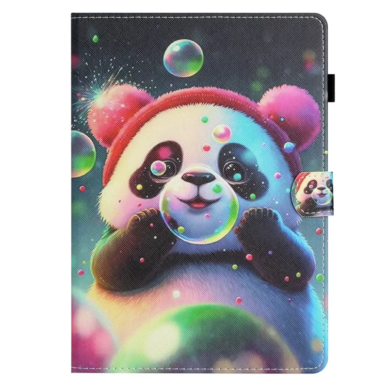For Amazon Fire Max 11 PU Leather Pattern Printing Case Stand Card Holder Tablet Cover with Auto Sleep / Wake - Panda