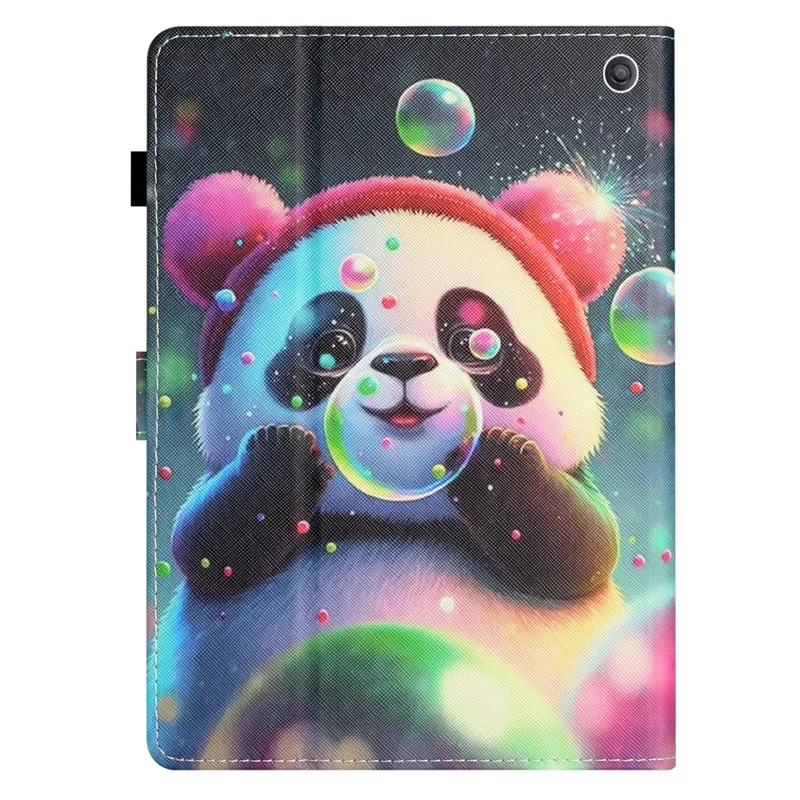 For Amazon Fire Max 11 PU Leather Pattern Printing Case Stand Card Holder Tablet Cover with Auto Sleep / Wake - Panda