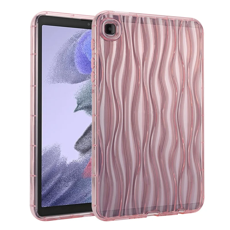 For Samsung Galaxy Tab A7 Lite 8.7-inch T225 T220  Transparent TPU Case Water Ripple Texture Anti-Slip Tablet Cover - Pink