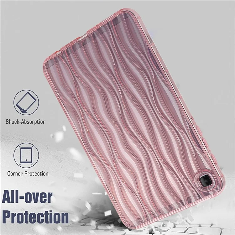 For Samsung Galaxy Tab A7 Lite 8.7-inch T225 T220  Transparent TPU Case Water Ripple Texture Anti-Slip Tablet Cover - Pink