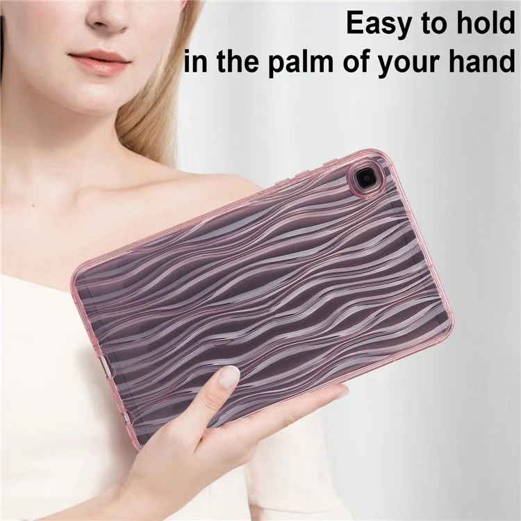 For Samsung Galaxy Tab A7 Lite 8.7-inch T225 T220  Transparent TPU Case Water Ripple Texture Anti-Slip Tablet Cover - Pink