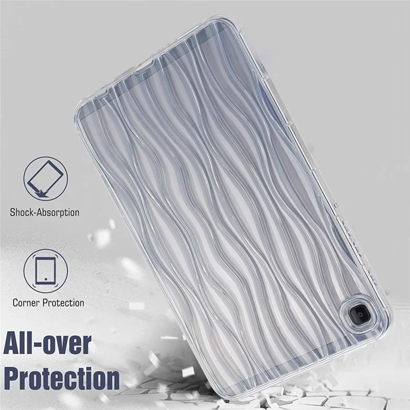 For Samsung Galaxy Tab A7 Lite 8.7-inch T225 T220  Transparent TPU Case Water Ripple Texture Anti-Slip Tablet Cover - Transparent