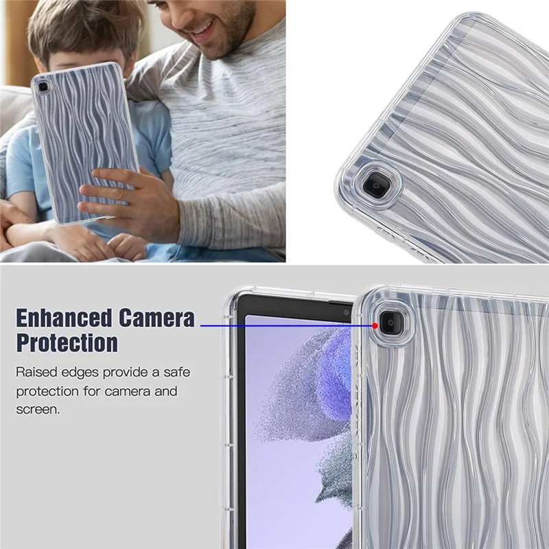 For Samsung Galaxy Tab A7 Lite 8.7-inch T225 T220  Transparent TPU Case Water Ripple Texture Anti-Slip Tablet Cover - Transparent