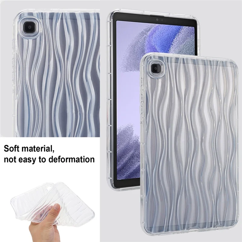 For Samsung Galaxy Tab A7 Lite 8.7-inch T225 T220  Transparent TPU Case Water Ripple Texture Anti-Slip Tablet Cover - Transparent