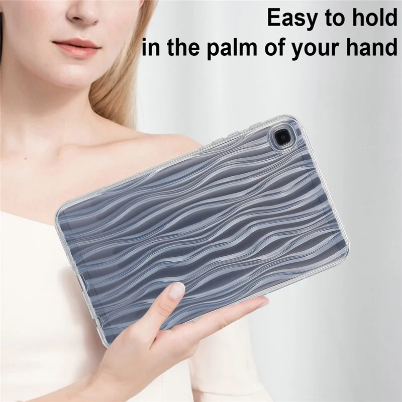 For Samsung Galaxy Tab A7 Lite 8.7-inch T225 T220  Transparent TPU Case Water Ripple Texture Anti-Slip Tablet Cover - Transparent