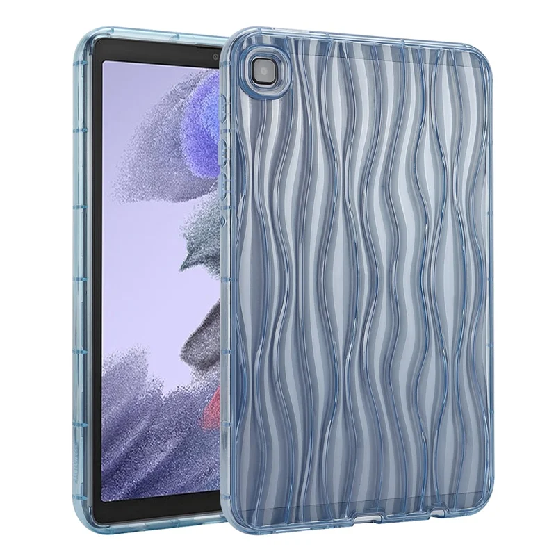 For Samsung Galaxy Tab A7 Lite 8.7-inch T225 T220  Transparent TPU Case Water Ripple Texture Anti-Slip Tablet Cover - Blue