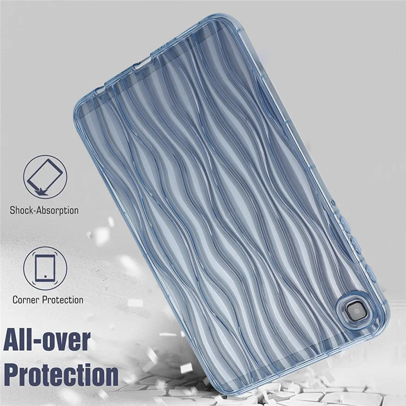 For Samsung Galaxy Tab A7 Lite 8.7-inch T225 T220  Transparent TPU Case Water Ripple Texture Anti-Slip Tablet Cover - Blue