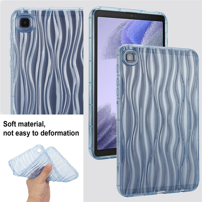 For Samsung Galaxy Tab A7 Lite 8.7-inch T225 T220  Transparent TPU Case Water Ripple Texture Anti-Slip Tablet Cover - Blue