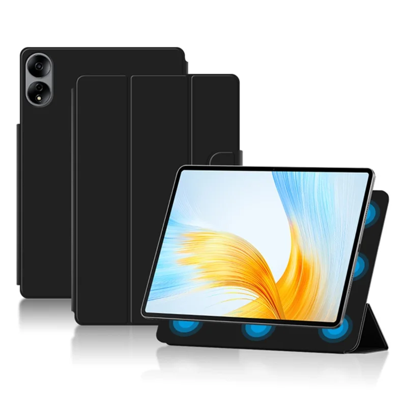 For Honor MagicPad 13 Capa Trifold Stand Magnética Folio de Couro PU Sono/Despertar Automático Caso de Tablet - Preto