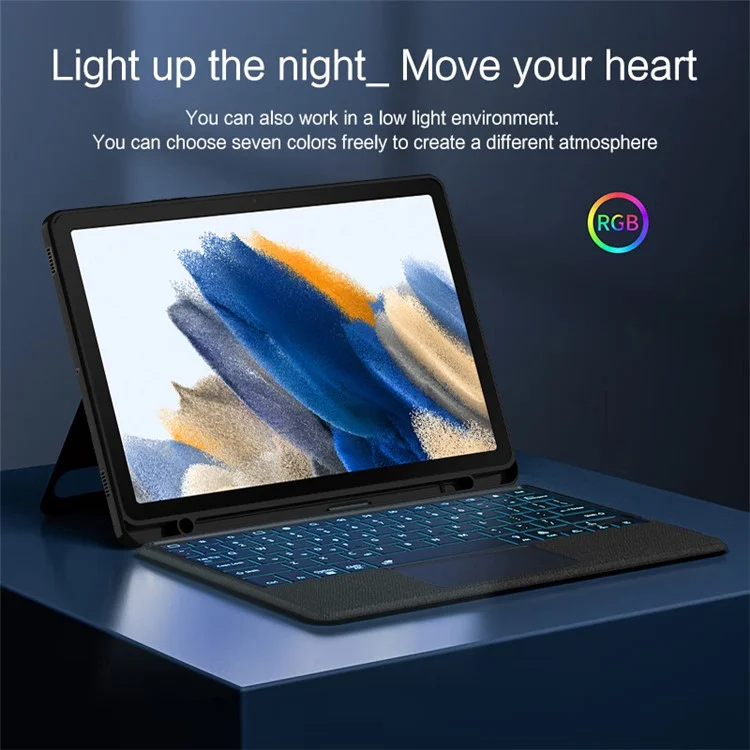 Para Samsung Galaxy Tab A8 10.5 (2021) Funda de Cuero + Teclado Bluetooth con Trackpad con Retroiluminación
