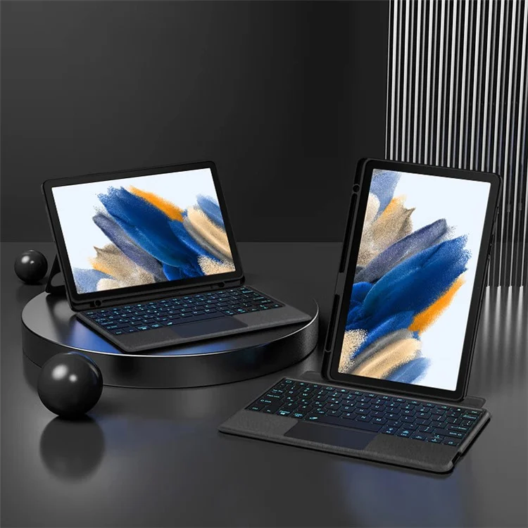 Para Samsung Galaxy Tab A8 10.5 (2021) Funda de Cuero + Teclado Bluetooth con Trackpad con Retroiluminación