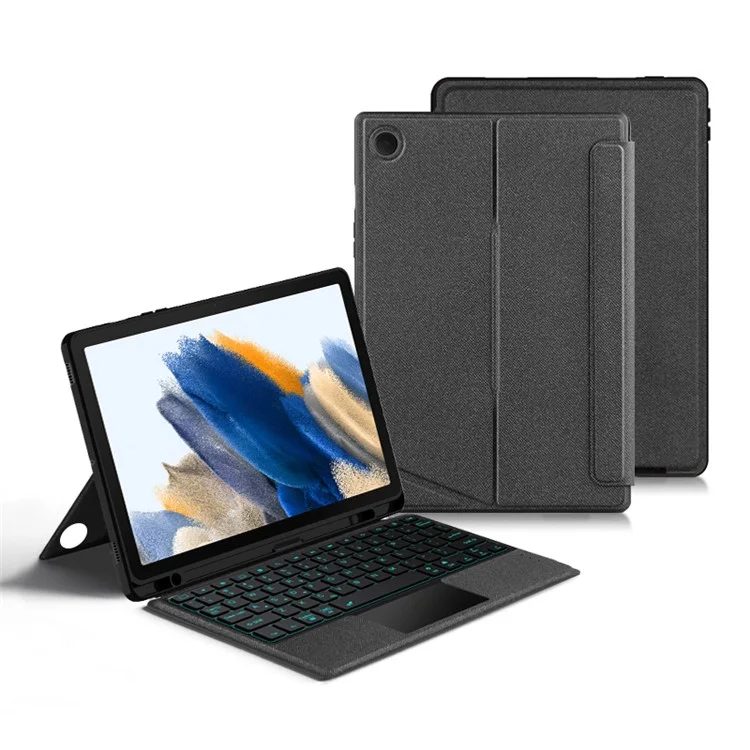 Para Samsung Galaxy Tab A8 10.5 (2021) Case de Estanque PU Cubierta de Tableta de Cuero + Teclado de Retroiluminación de Bluetooth Desmontable Con Panel Táctil / Ranura Para Pluma