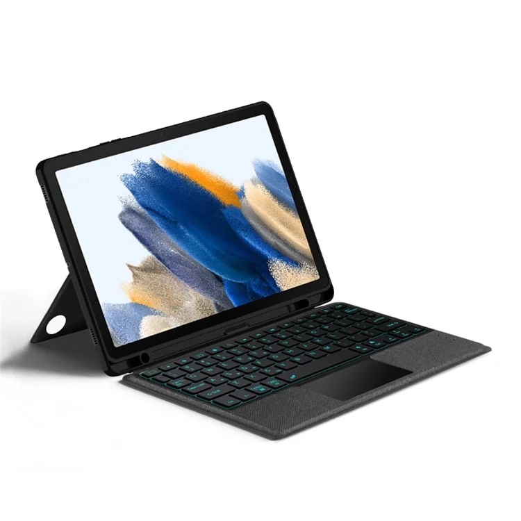 Para Samsung Galaxy Tab A8 10.5 (2021) Funda de Cuero + Teclado Bluetooth con Trackpad con Retroiluminación