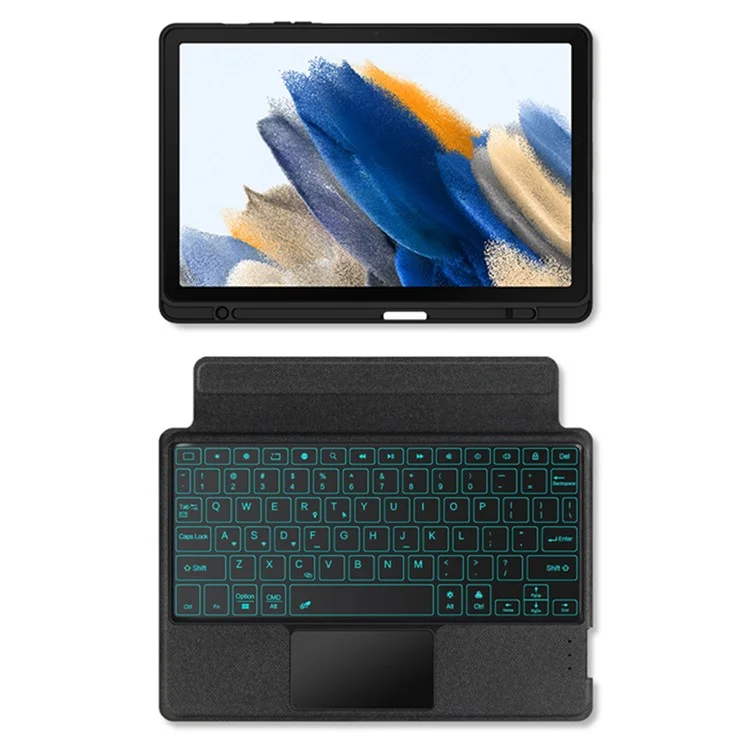 Para Samsung Galaxy Tab A8 10.5 (2021) Case de Estanque PU Cubierta de Tableta de Cuero + Teclado de Retroiluminación de Bluetooth Desmontable Con Panel Táctil / Ranura Para Pluma