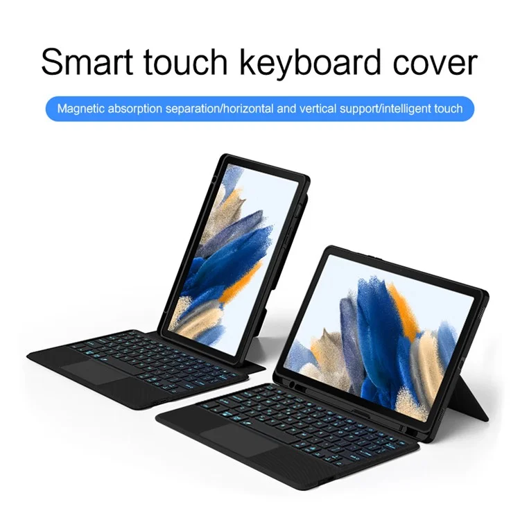 Pour Samsung Galaxy Tab A8 10.5 (2021) Case de Table de Support PU Couvercle de Tablette en Cuir + Clavier Rétro-éclairé Détachable Bluetooth Avec Pavé Tactile / Fente de Stylo