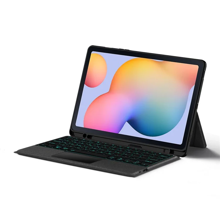 Für Samsung Galaxy Tab S6 Lite Ledertasche + Bluetooth-Tastatur mit Hintergrundbeleuchtung Trackpad