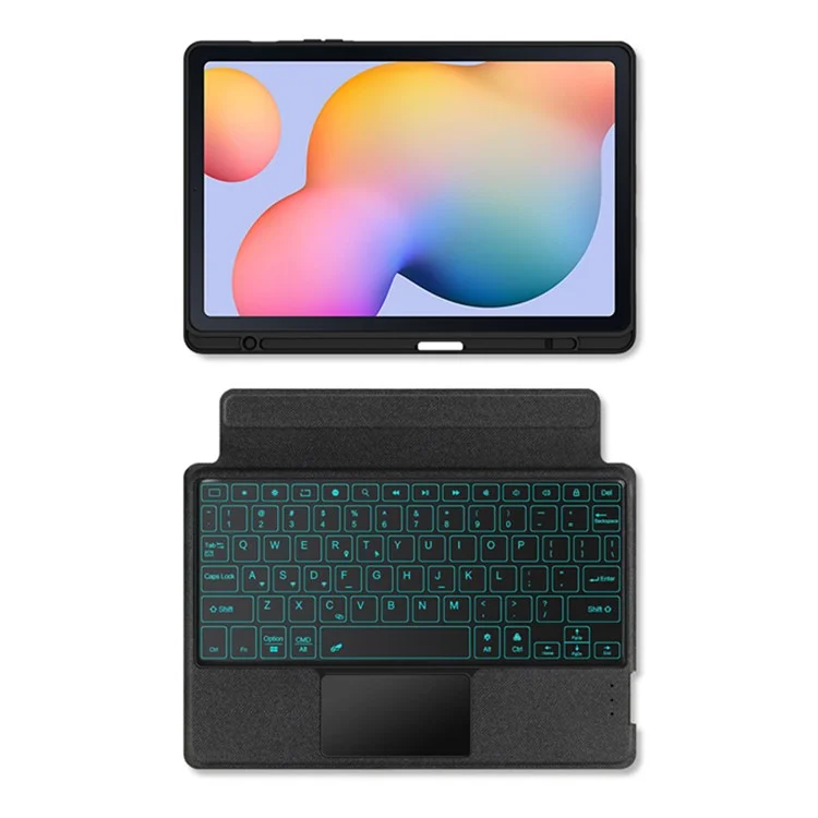 Für Samsung Galaxy Tab S6 Lite Ledertasche + Bluetooth-Tastatur mit Hintergrundbeleuchtung Trackpad