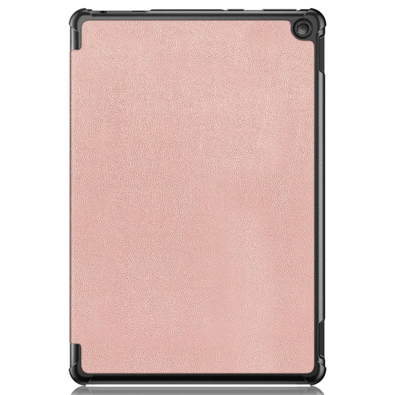 For Amazon Fire HD 10 (2023) Tri-Fold Stand Cover PU Leather Auto Wake / Sleep Smart Tablet Case - Rose Gold